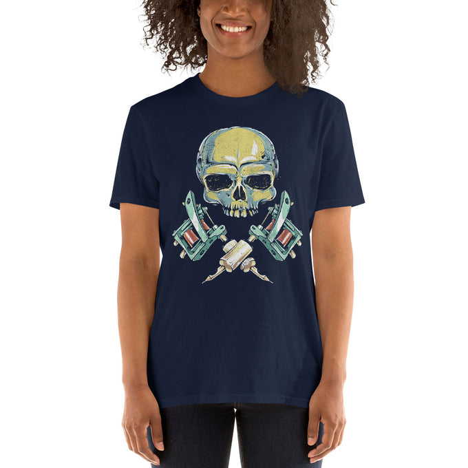 Damen T-Shirt "Skull Tattoo" – Marineblau – Vorderansicht