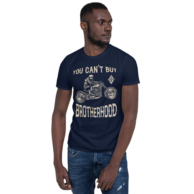 Biker Motorrad T-Shirts"Can't buy Brotherhood" Variante 2 – Marineblau – Vorderansicht