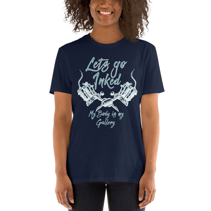 Damen T-Shirt "Lets go inked" – Marineblau – Vorderansicht