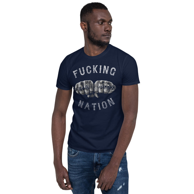 Biker Motorrad T-Shirts "F*cking Nation" Variante 2 – Marineblau – Vorderansicht