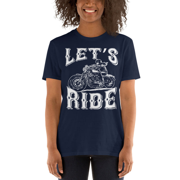 Damen T-Shirt "Lets Ride 2" Variante 1 – Marineblau – Vorderansicht