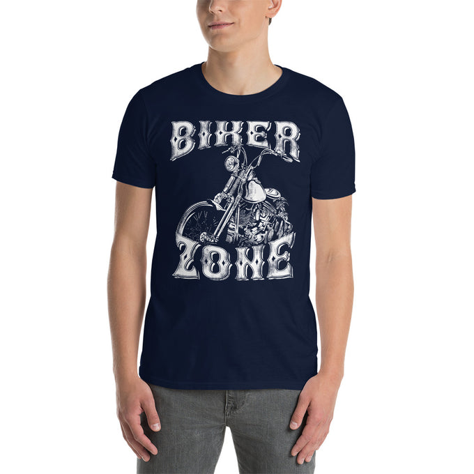 Biker Motorrad T-Shirts "Biker Zone" Variante 4 – Marineblau – Vorderansicht