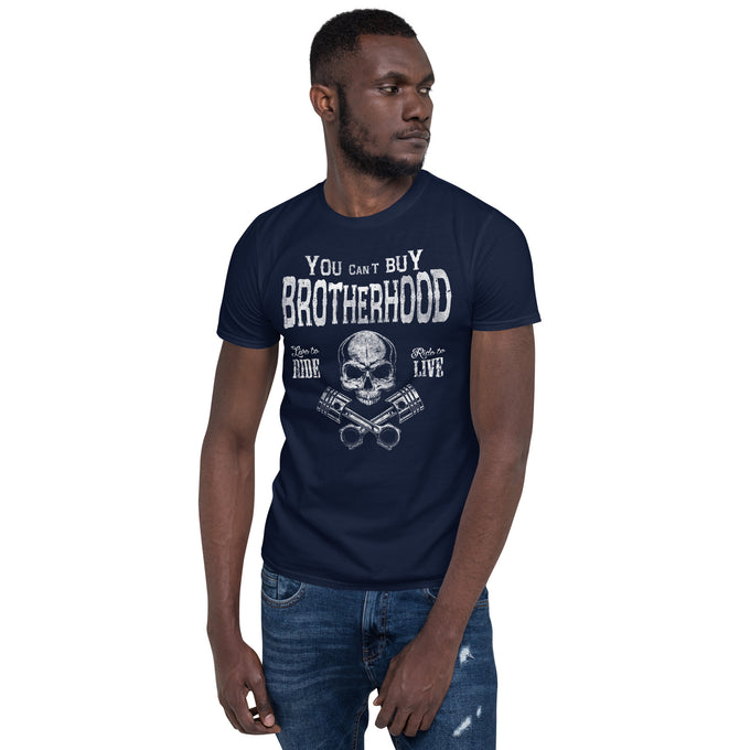 Biker Motorrad T-Shirts "Can't buy Brotherhood" Variante 5 – Marineblau – Vorderansicht