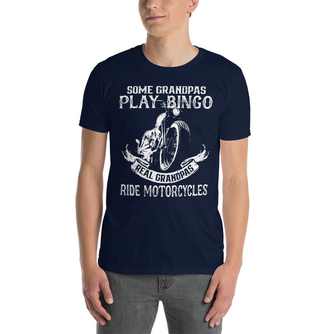 Biker Motorrad T-Shirts"Real Grandpas" Variante 1 – Marineblau – Vorderansicht
