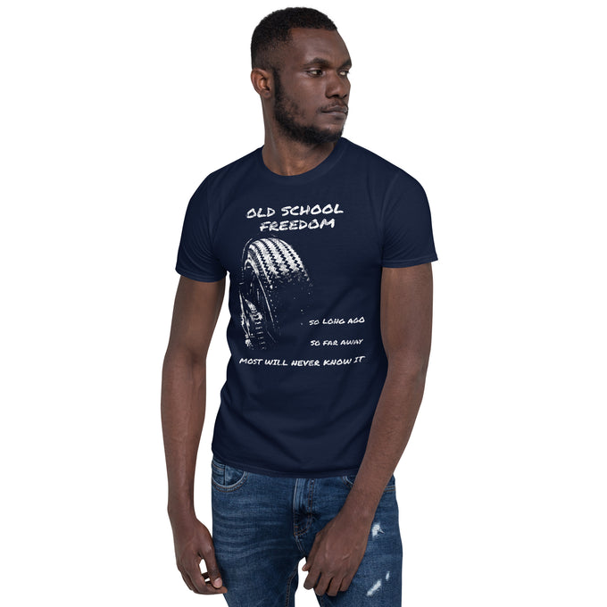 Biker Motorrad T-Shirts"Oldschool Freedom" – Marineblau – Vorderansicht