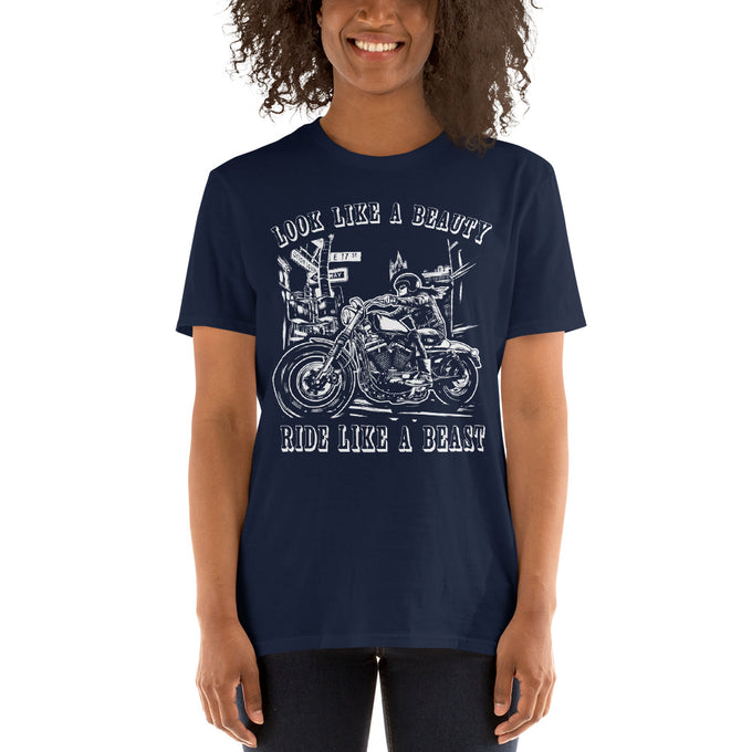 Damen T-Shirt "Biker Chick 2" – Marineblau – Vorderansicht