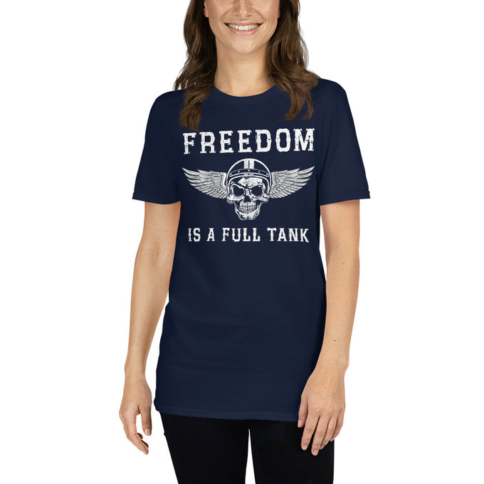 Damen T-Shirt "Freedom is a full Tank" – Marineblau – Vorderansicht