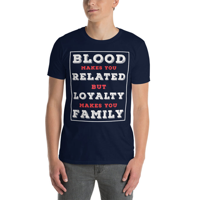Biker Motorrad T-Shirts "Loyalty makes Family" – Marineblau – Vorderansicht