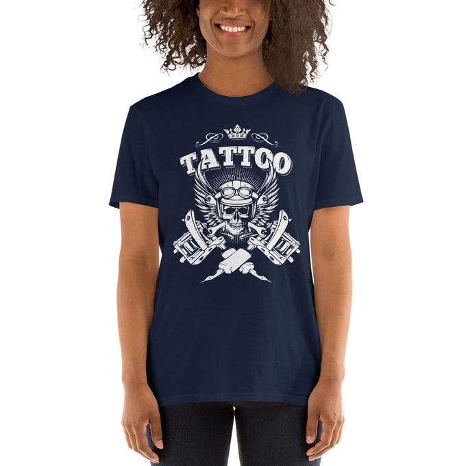 Damen T-Shirt Tattoo "Tattoo" Variante 2 – Marineblau – Vorderansicht