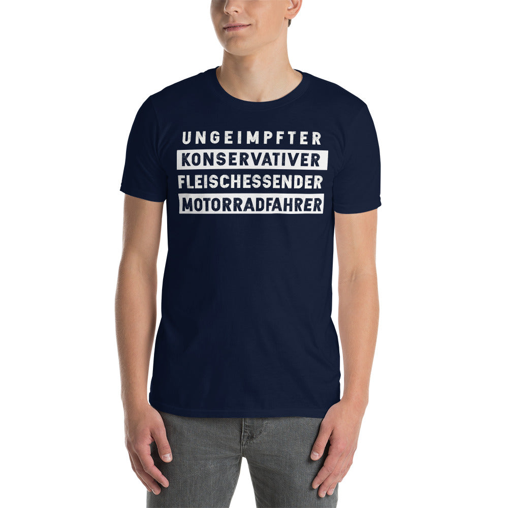 Herren T-Shirt "Ungeimpfter, Konservativer Motorradfahrer"-Biker-Shirts