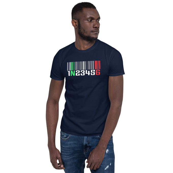 Biker Motorrad T-Shirts"1N23456 Motorrad Fußschalthebel Motorcycle Gear Shift" Variante 3 – Marineblau – Vorderansicht