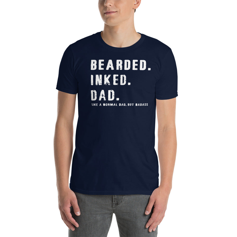 Herren T-Shirt "Bearded Inked Dad Like A Normal Dad But Badass "-Biker-Shirts