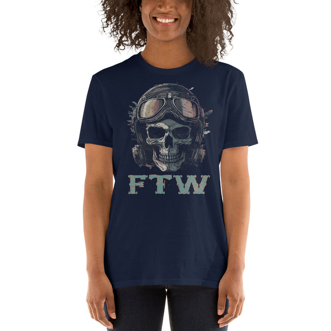 Biker Motorrad T-Shirts "FTW" Variante 1 – Marineblau – Vorderansicht