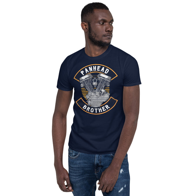 Biker Motorrad T-Shirts "Panhead Brother" – Marineblau – Vorderansicht