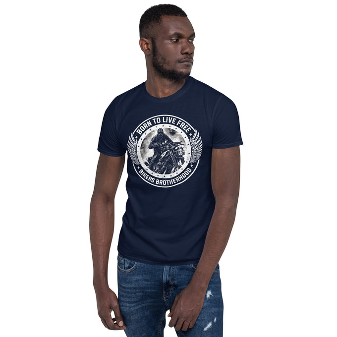 Biker Motorrad T-Shirts "Born To Live Free" Variante 2 – Marineblau – Vorderansicht