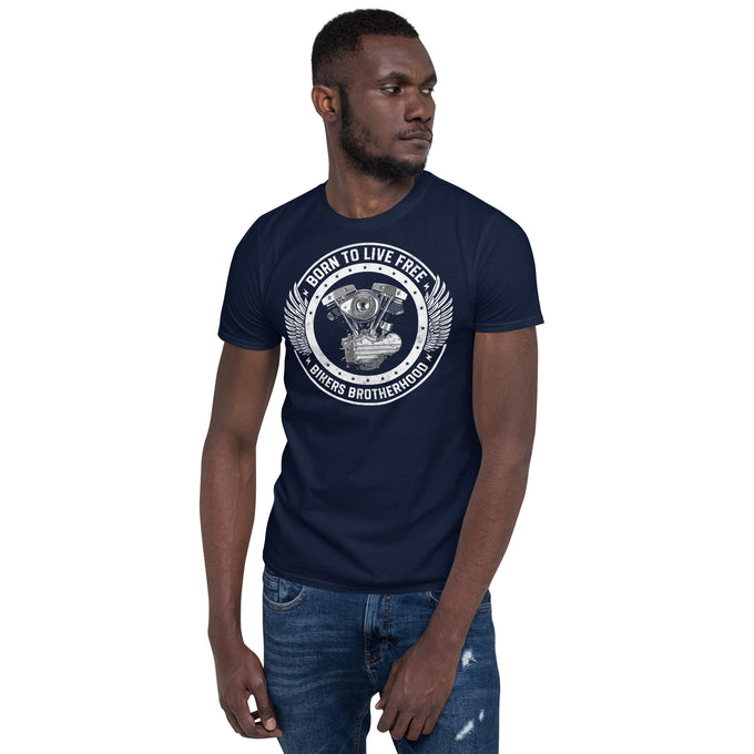 Biker Motorrad T-Shirts "Born To Live Free" Variante 5 – Marineblau – Vorderansicht