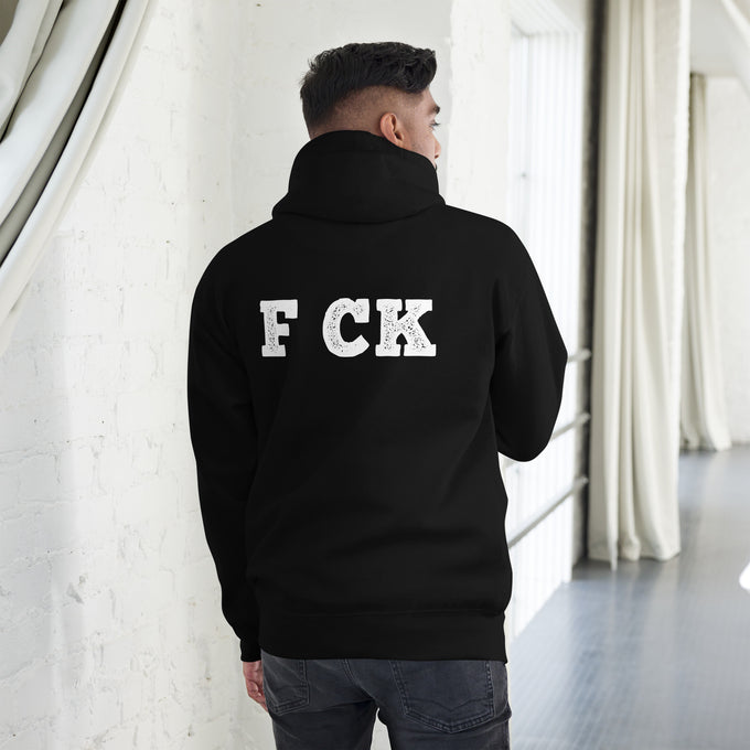 Biker - Premium Unisex Hoodie " Fuck" – Schwarz – Rückansicht