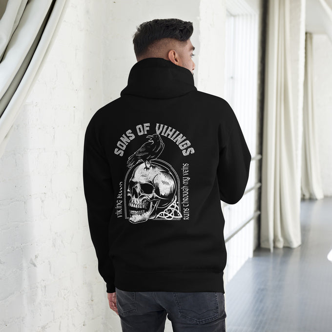 Herren T-Shirt und Hoodies Wikinger "Sons of Vikings" Variante 3 – Schwarz – Rückansicht