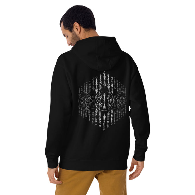 Herren T-Shirt und Hoodies Wikinger "Nordic Runes" – Schwarz – Rückansicht
