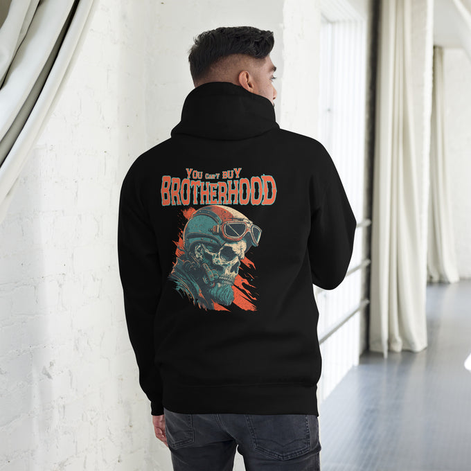 Biker - Premium Unisex Hoodie " You Can´t Buy Brotherhood" Variante2 – Schwarz – Rückansicht