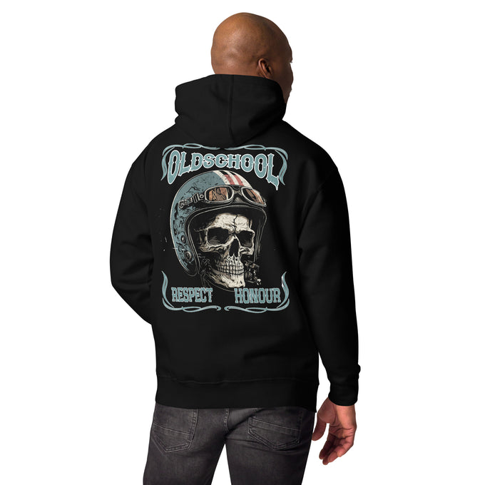 Biker - Premium Unisex Hoodie " Old School Biker" Variante2 – Schwarz – Rückansicht