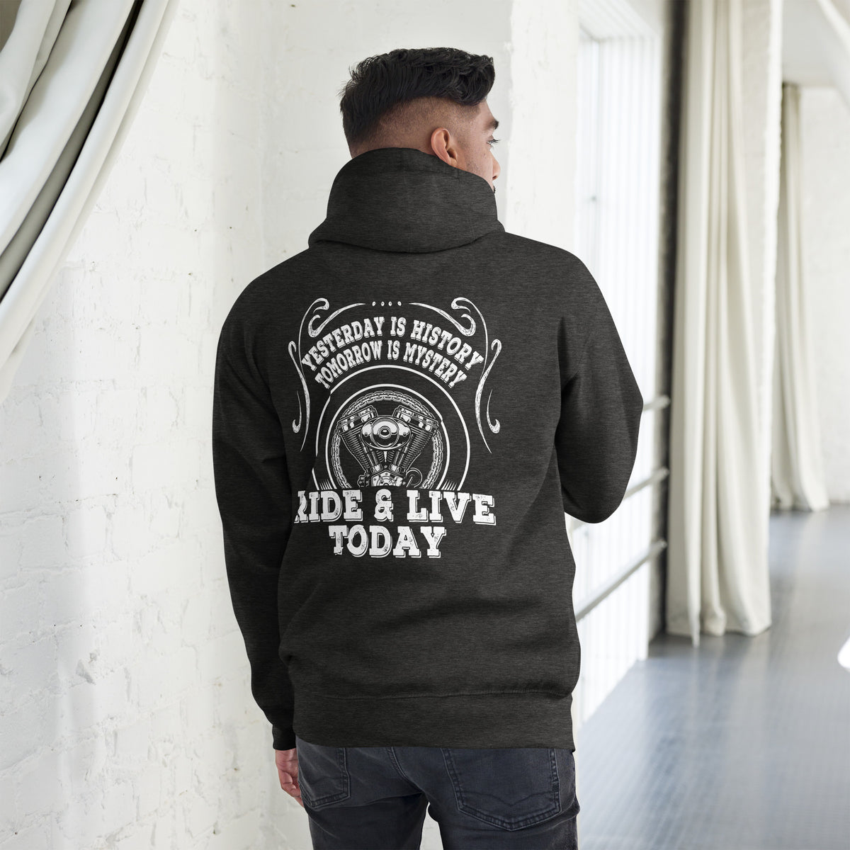 Biker - Premium Unisex Hoodie " Ride And Life Today "-Biker-Shirts