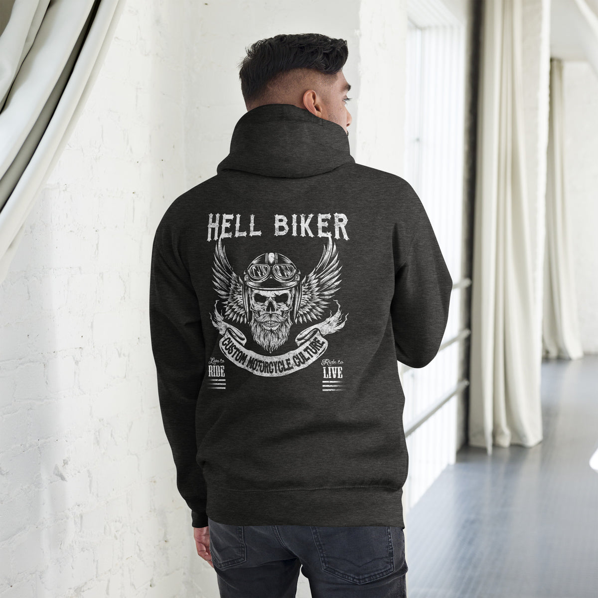 Biker - Premium Unisex Hoodie " Hell Biker"-Biker-Shirts