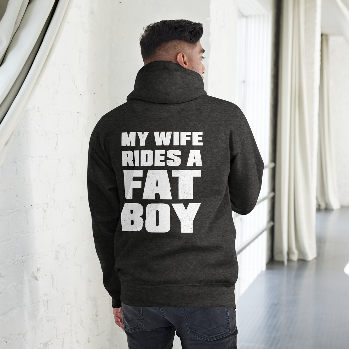 Biker - Premium Unisex Hoodie " My Wife Rides A FAT Boy"-Biker-Shirts