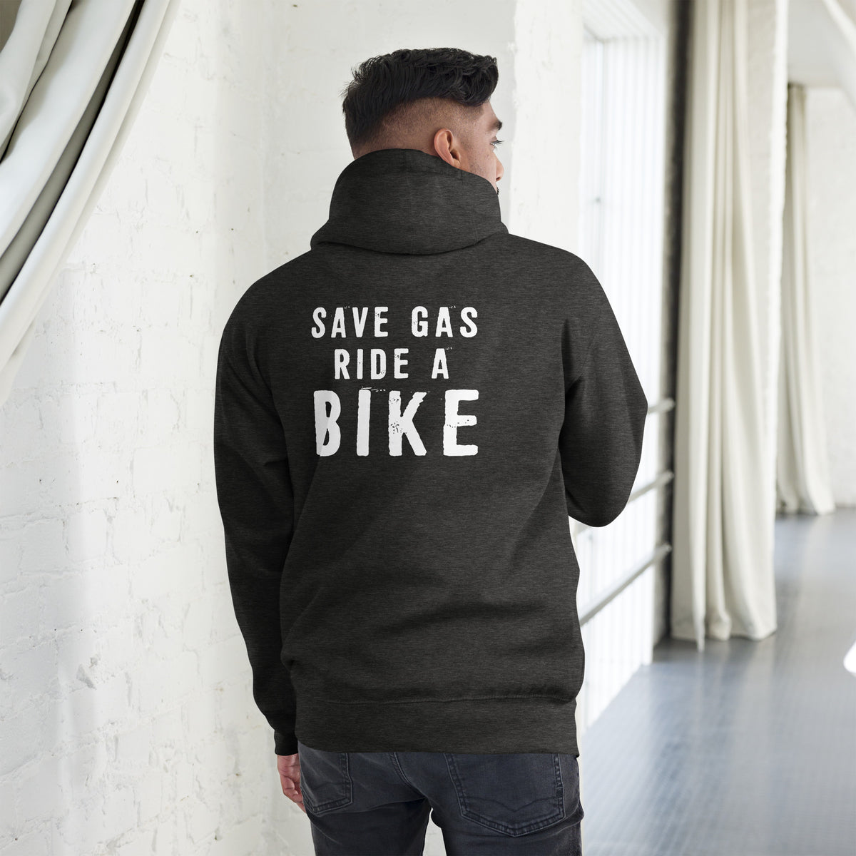 Biker - Premium Unisex Hoodie " SAVE GAS RIDE A BIKE"-Biker-Shirts