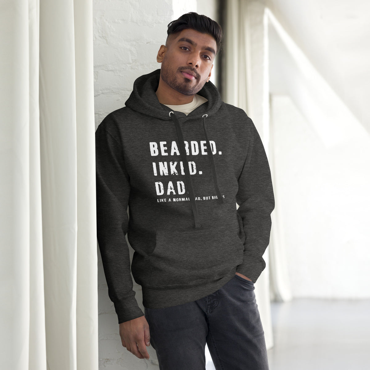 Biker - Premium Unisex Hoodie "Bearded Inked Dad Like A Normal Dad But Badass"-Biker-Shirts