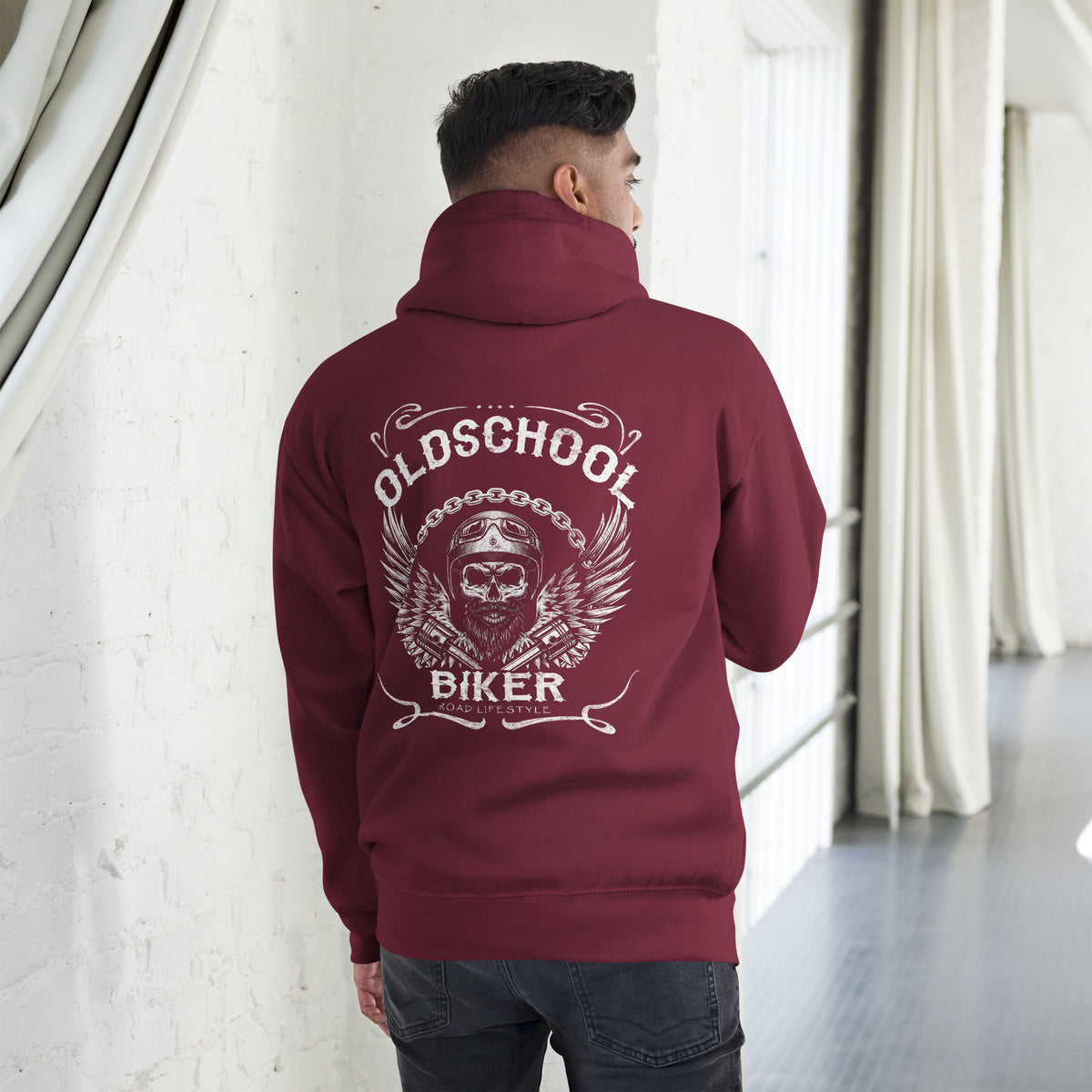 Biker - Premium Unisex Hoodie " Old School Biker" Variante 7-Biker-Shirts