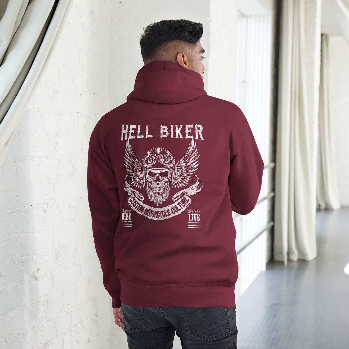 Biker - Premium Unisex Hoodie " Hell Biker"-Biker-Shirts