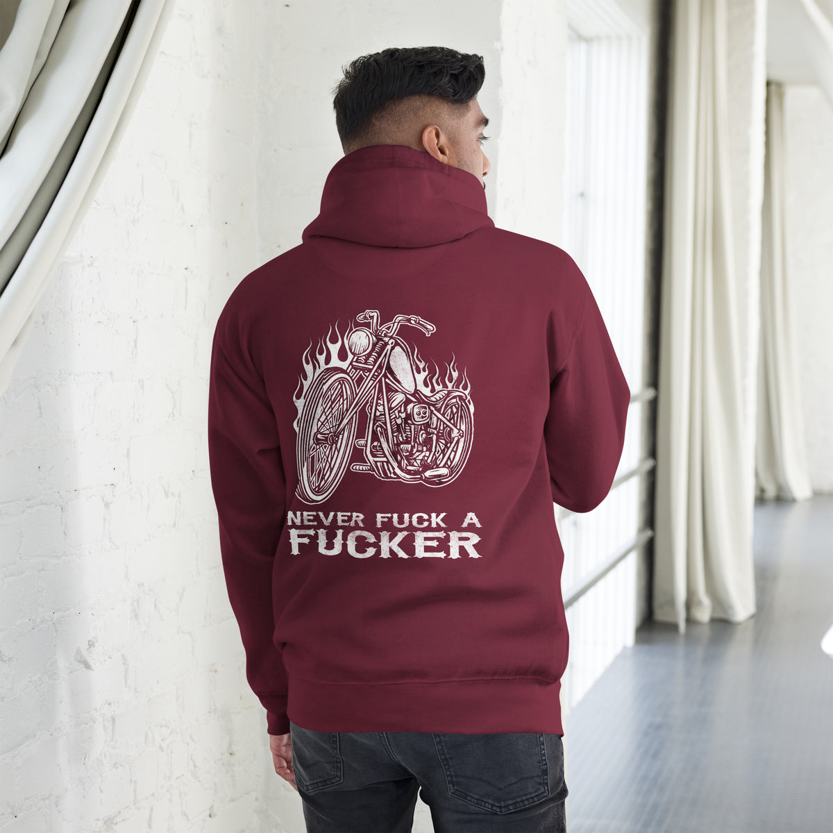 Biker - Premium Unisex Hoodie " Never Fuck A Fucker" Variante 2-Biker-Shirts