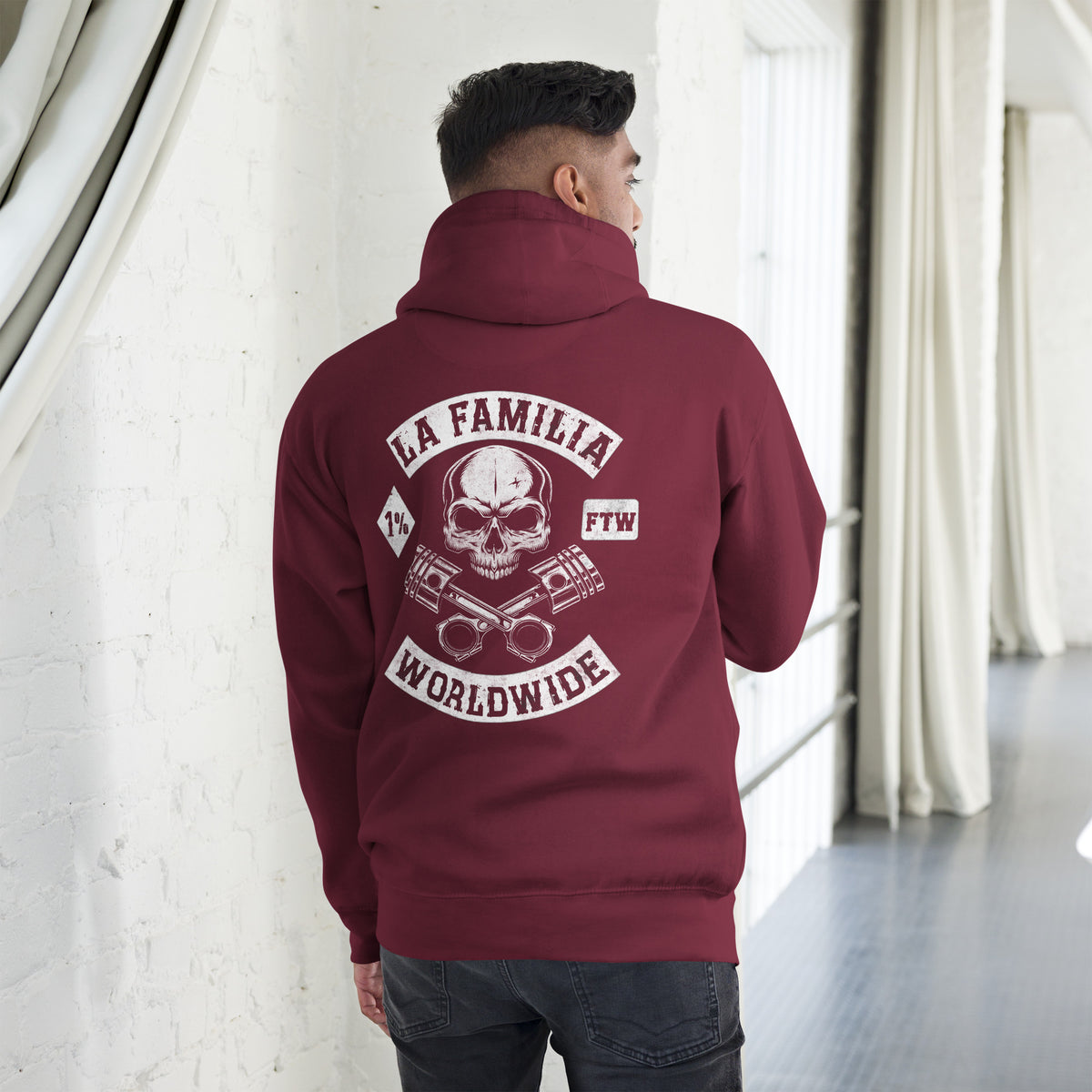 Biker - Premium Unisex Hoodie " LA FAMILIA WORLDWIDE" Variante 2-Biker-Shirts