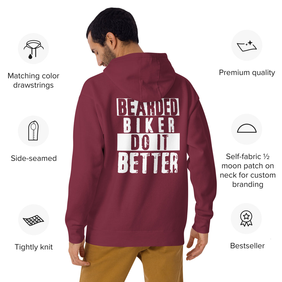 Biker - Premium Unisex Hoodie " Bearded Inked Biker Do It Better"-Biker-Shirts