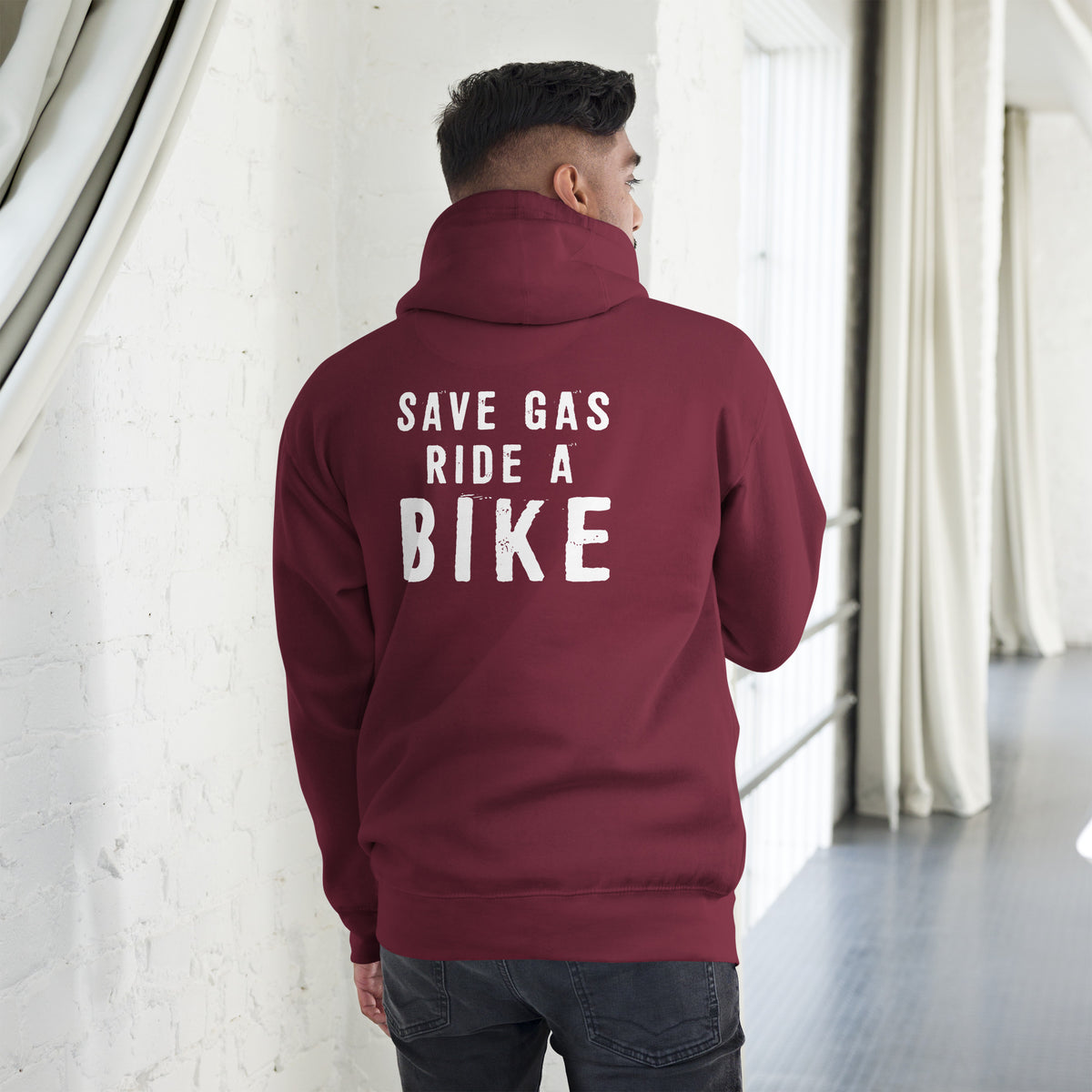 Biker - Premium Unisex Hoodie " SAVE GAS RIDE A BIKE"-Biker-Shirts