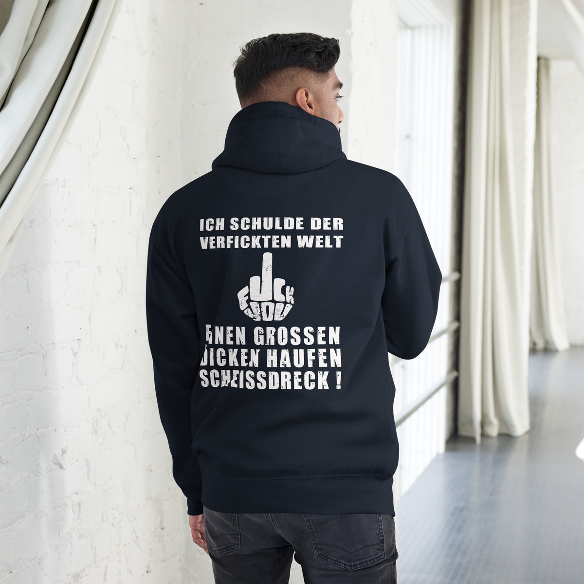 Biker - Premium Unisex Hoodie " Ich schulde der Welt einen Scheißdreck"-Biker-Shirts