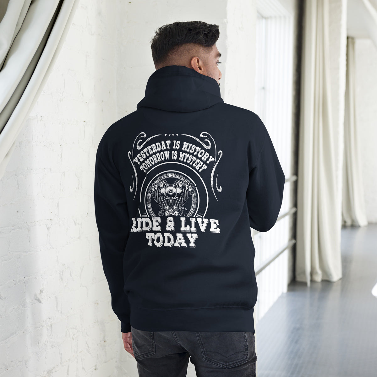 Biker - Premium Unisex Hoodie " Ride And Life Today "-Biker-Shirts