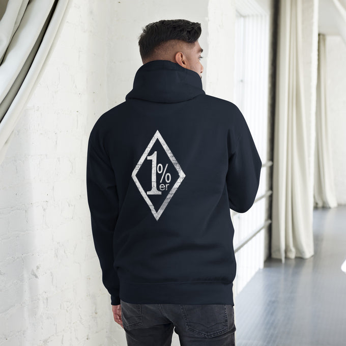 Biker - Premium Unisex Hoodie " 1% Biker" – Marineblau – Rückansicht