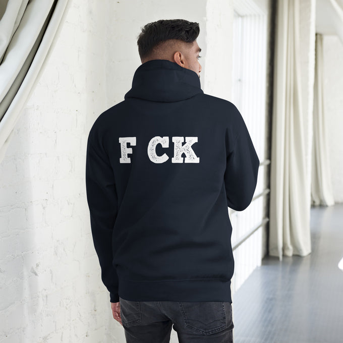 Biker - Premium Unisex Hoodie " Fuck" – Marineblau – Rückansicht