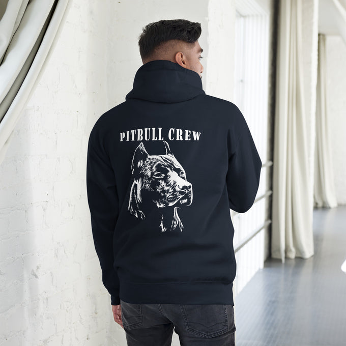 Biker - Premium Unisex Hoodie " Pit Bull Crew" – Marineblau – Rückansicht