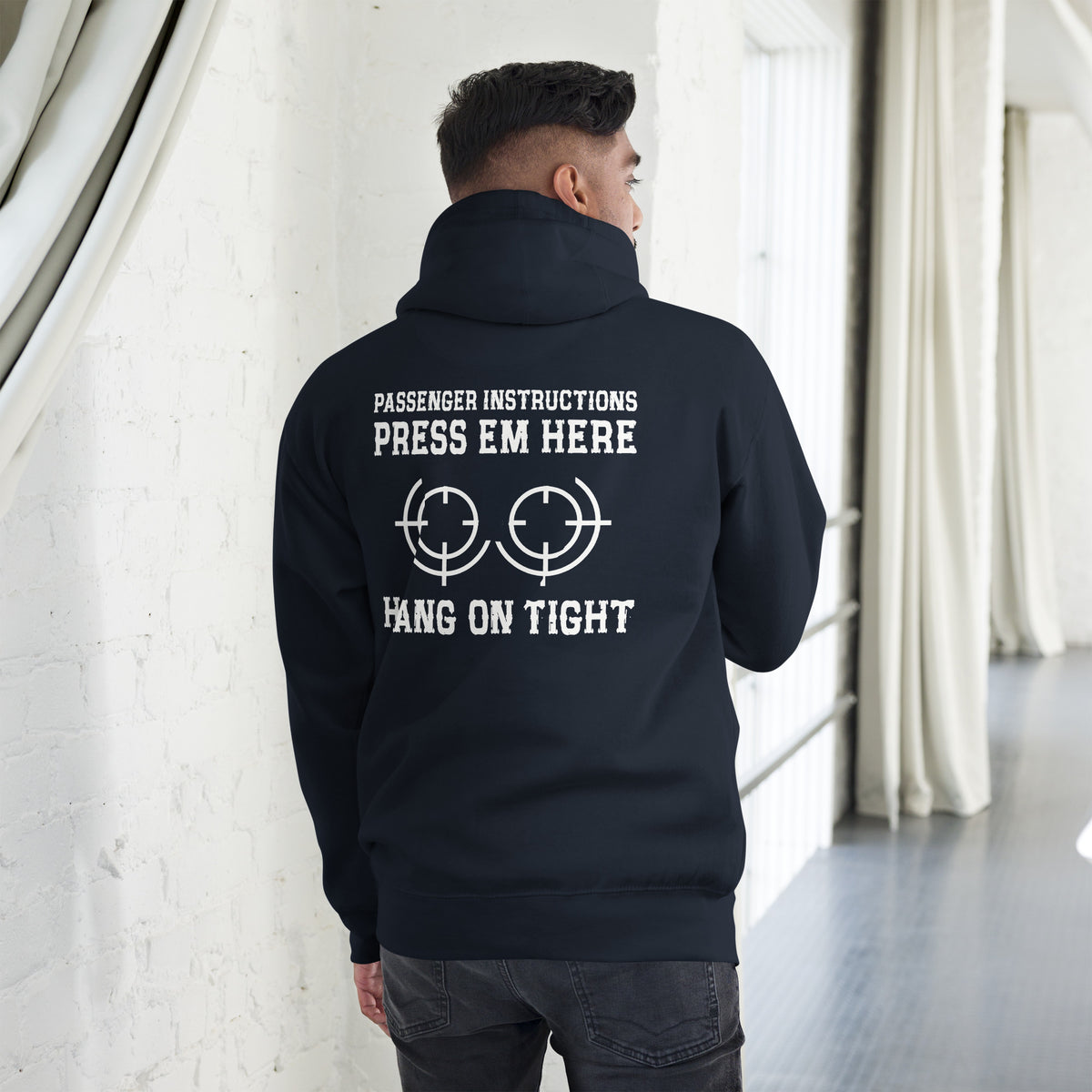 Biker - Premium Unisex Hoodie " Passenger Instructions Press em Here"-Biker-Shirts