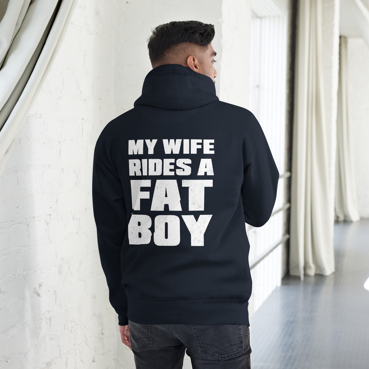 Biker - Premium Unisex Hoodie " My Wife Rides A FAT Boy"-Biker-Shirts