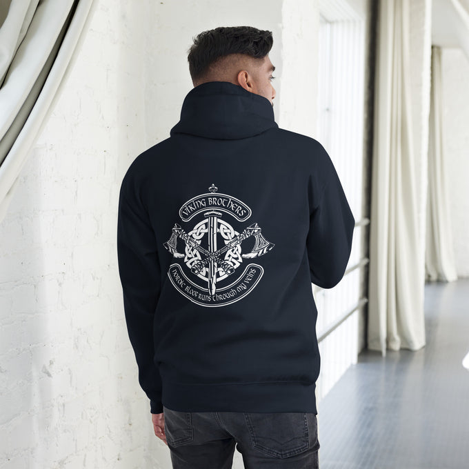 Herren T-Shirt und Hoodies Wikinger "Viking Brother" Variante2 – Marineblau – Rückansicht