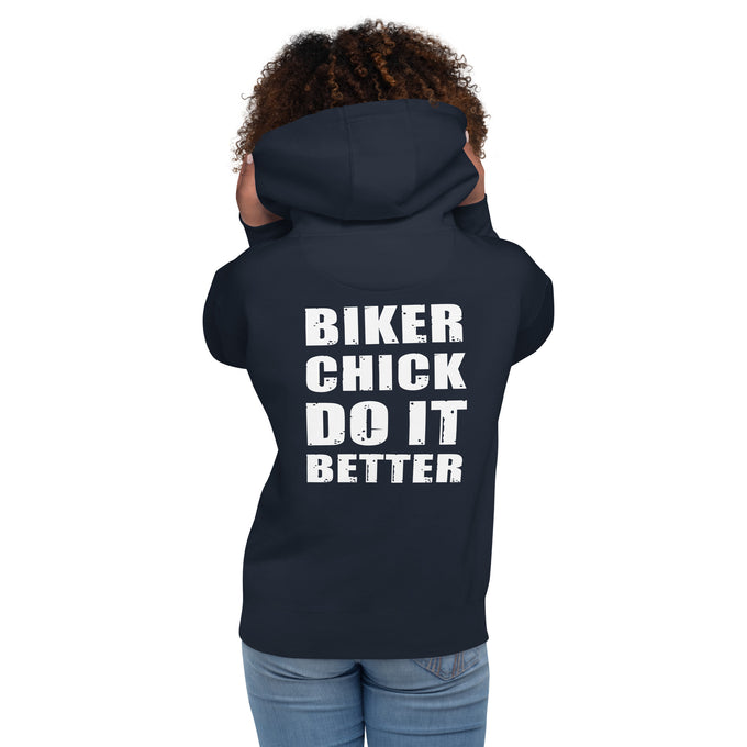Biker - Premium Unisex Hoodie " Biker Chick Do It Better" – Marineblau – Rückansicht