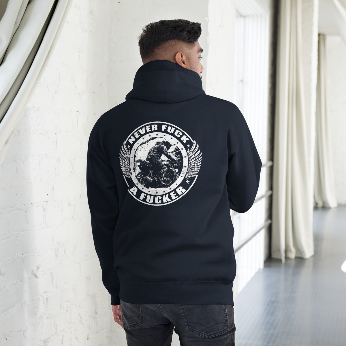 Biker - Premium Unisex Hoodie "Never Fuck A Fucker" Variante 5-Biker-Shirts