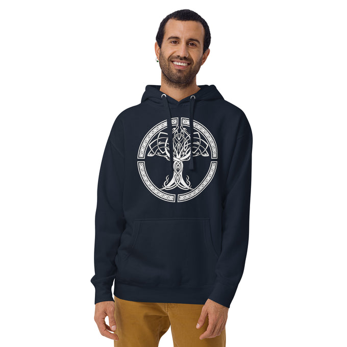 Herren T-Shirt und Hoodies Wikinger "Nordmann Herren Premium Hoodie" – Marineblau – Vorderansicht