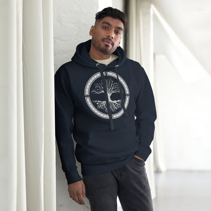 Herren T-Shirt und Hoodies Wikinger "Nordmann Premium Hoodie" Variante 3 – Marineblau – Vorderansicht
