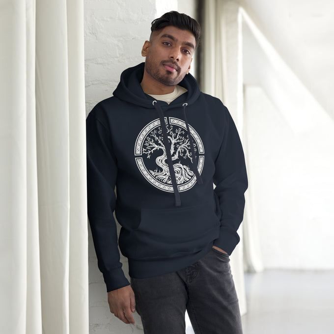 Herren T-Shirt und Hoodies Wikinger "Nordmann Premium Hoodie" Variante 5 – Marineblau – Vorderansicht