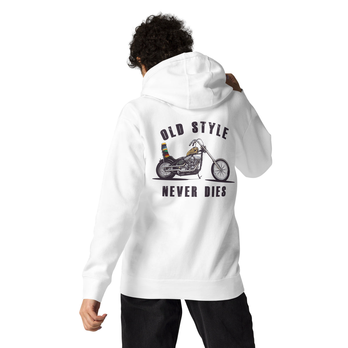 Biker - Premium Unisex Hoodie " Old Style Never Dies Chopper"Variante 2-Biker-Shirts